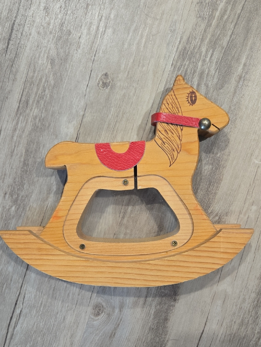 VintageHandcrafted Wooden Rocking Horse Bank.